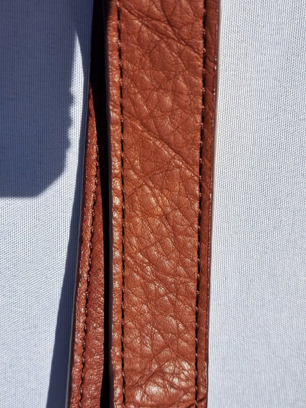 Margot New York Cognac Leather Crossbody Bag  Adjustable Strap Zip Pocket Pebble - Picture 8 of 13